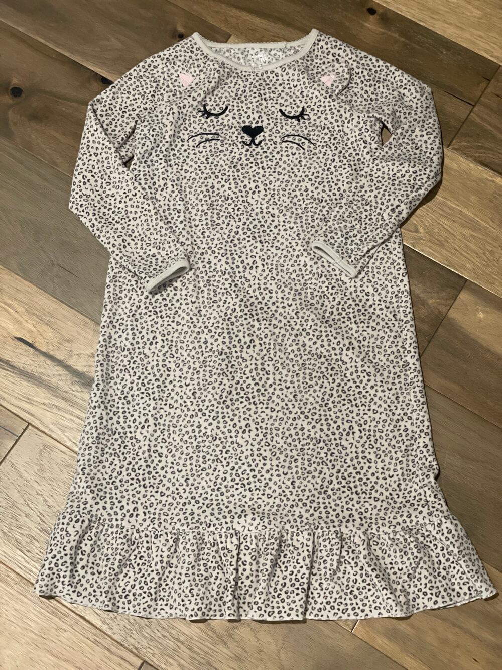 Carter's Leopard Cat Girls Cozy Fleece Nightgown Embroidered